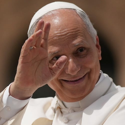Pope Leo XIV waves as he leaves after his weekly general audience in St. Peter's Square at The Vatican, Wednesday, June 3, 2026. (AP Photo/Andrew Medichini)