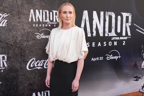 Genevieve O'Reilly arrives at a launch event of the second season of "Andor" on Monday, April 14, 2025, at the El Capitan Theatre in Los Angeles. (AP Photo/Chris Pizzello)