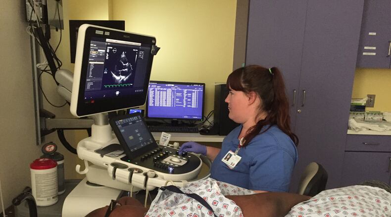 Shuntica Carroll gets an echocardiogram of her heart during a recent appointment at Children’s Healthcare of Atlanta at Scottish Rite. Shuntica, who was diagnosed with leukemia last year, recently found out she needs a heart. CONTRIBUTED