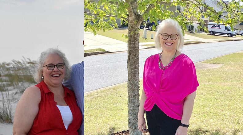 In the photo on the left, taken in July 2018, Annette Caldwell weighed 240 pounds. In the photo on the right, taken in April, she weighed 187 pounds. (Photos contributed by Annette Caldwell)
