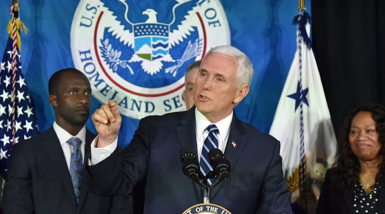 Vice President Mike Pence on Thursday blasted Atlanta Mayor Keisha Lance Bottoms over her decision last year to bar the city jail from holding federal immigration detainees. HYOSUB SHIN / HSHIN@AJC.COM