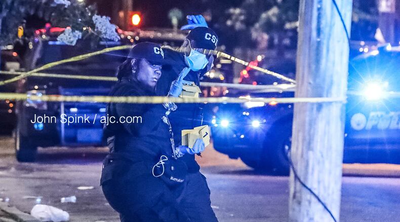 Investigators were on the scene Tuesday morning of a drive-by shooting on Parkway Drive, one of five such shootings investigated by Atlanta police since Saturday night.