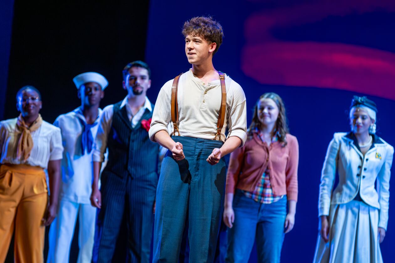 Jake James from Milton High School performs as Leo Frank in a scene from "Parade" during the Jimmy Awards finals at Broadway’s Minskoff Theatre. (Photo courtesy of the Jimmy Awards/Tricia Baron)
