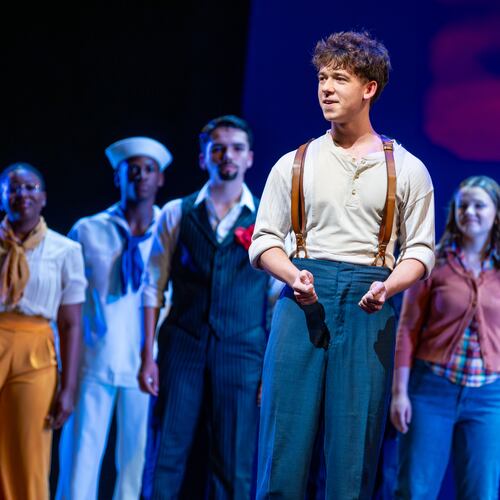 Jake James from Milton High School performs as Leo Frank in a scene from "Parade" during the Jimmy Awards finals at Broadway’s Minskoff Theatre. (Photo courtesy of the Jimmy Awards/Tricia Baron)