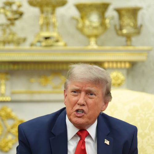 President Donald Trump speaks as he meets with NATO Secretary General Mark Rutte in the Oval Office at the White House, Wednesday, June 24, 2026, in Washington. (AP Photo/Jacquelyn Martin)