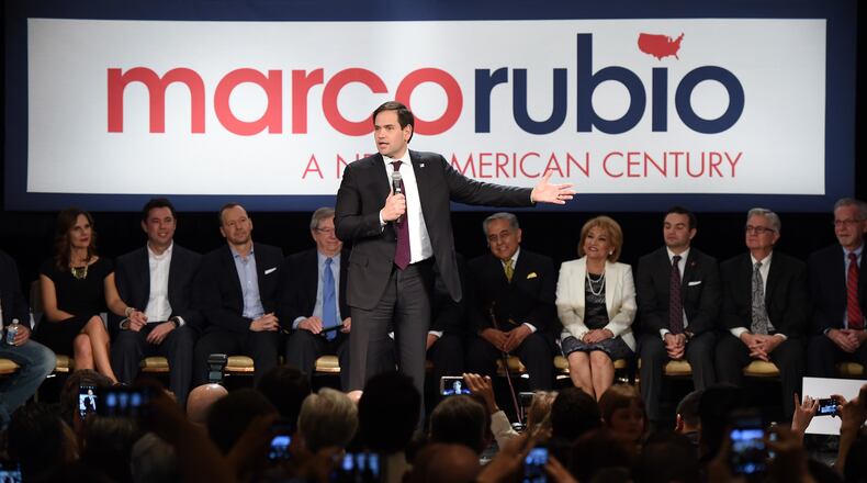 Republican presidential candidate, Sen. Marco Rubio (R-FL) speaks Sunday at a rally in North Las Vegas, Nevada. (Photo by Ethan Miller/Getty Images)