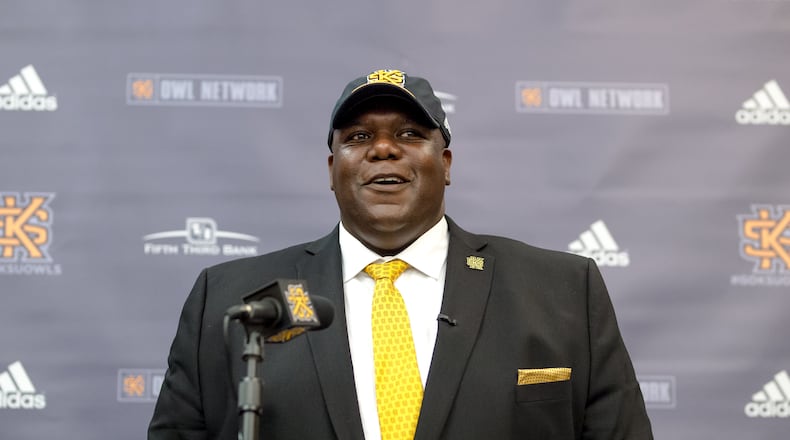 Milton Overton at his introductory news conference as Kennesaw State's athletic director. (Kyle Hess/Kennesaw State Athletics)