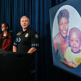 Atlanta police Lt. Christapher Butler and detective Summer Benton announce the arrest of Bridgett Lockhart's boyfriend nearly 27 years after she was killed. (Hyosub Shin/AJC)