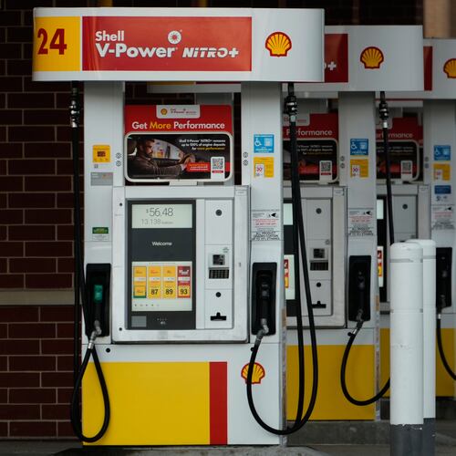 Gas pumps are seen at a gas station in Buffalo Grove, Thursday, June 25, 2026. (AP Photo/Nam Y. Huh)