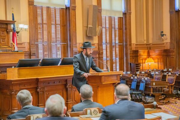 Rabbi Ephraim Silverman of Chabad of Cobb  addresses the state Legislature. 