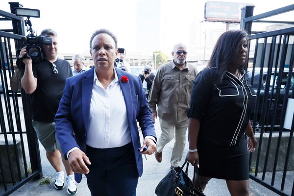 Former city of Atlanta executive Mitzi Bickers (left), pictured outside federal court in Atlanta in 2022. (Miguel Martinez/AJC)