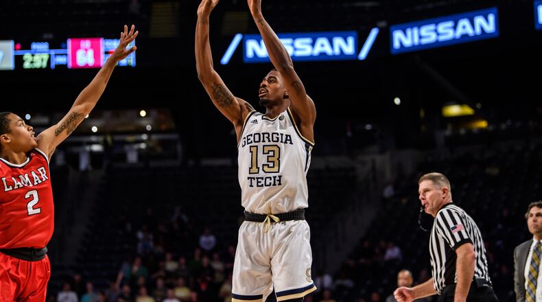 Georgia Tech guard Curtis Haywood, shown here earlier in the season, scored 15 points in the Yellow Jackets' defeat of Syracuse Saturday January 12, 2019.