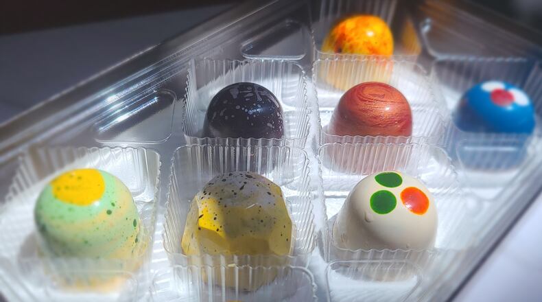 Hand-decorated bonbons from Doma Chocolates in metro Atlanta. (Courtesy of Dorotheria Manuel)