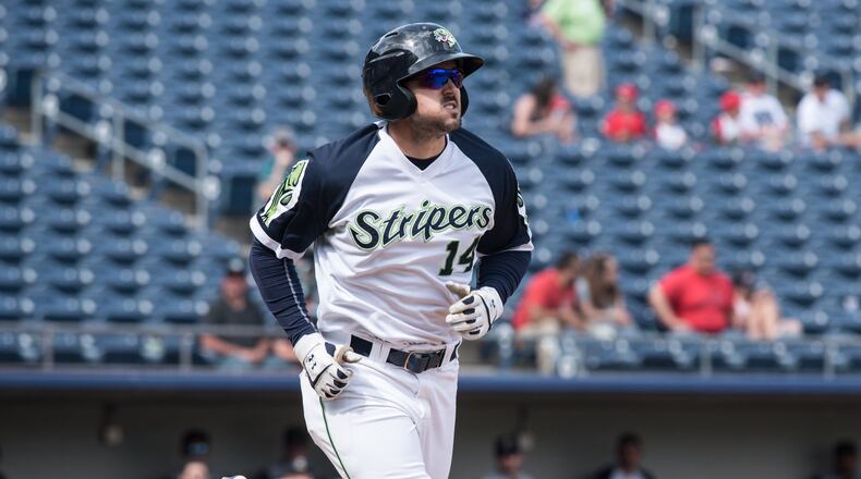 Outfielder Adam Duvall. (Bernie Connelly/Gwinnett Stripers)