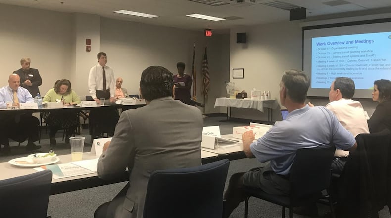 Gwinnett County’s new transit review committee held its first meeting Tuesday, Oct. 8, at the Gwinnett Justice and Administration Center. TYLER ESTEP / TYLER.ESTEP@AJC.COM