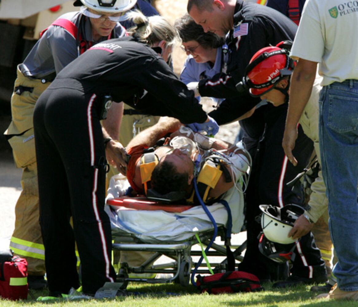 Man rescued from collapsed trench