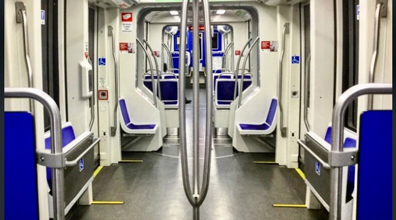 Saturday night on the Atlanta Streetcar, as photographed by urbanist Darin Givens.