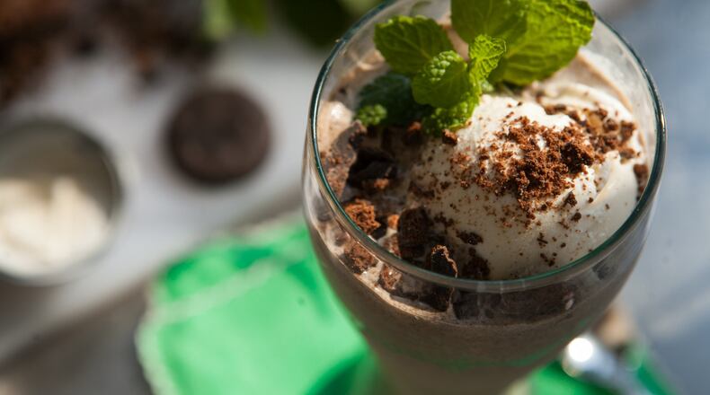 This boozy vanilla ice cream-based shake is coolly decadent, thanks to Girl Scout Thin Mints, gin and a handful of fresh mint leaves. Though it’s made with Girl Scout Cookies, The Gin Mint is for adults only. STYLING BY WENDELL BROCK; PHOTO BY RENEE BROCK / SPECIAL