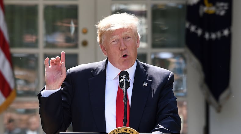 President Donald Trump makes a statement on The Paris Climate Change Accord during an event in the Rose Garden of the White House, on June 1, 2017 in Washington, D.C. (Olivier Douliery/Abaca Press/TNS)