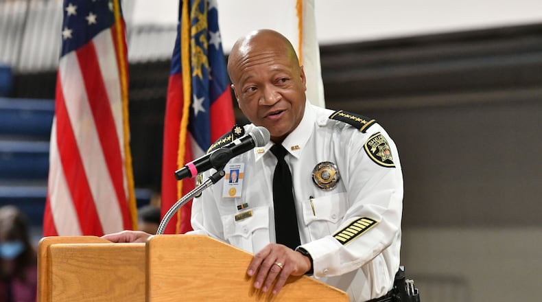 January 7, 20201 Marietta - Craig Owens, new Cobb County Sheriff, speaks during the Swearing-In Ceremony of Chairwoman of Cobb County Board of Commissioners, at Cobb County Civic Center in Marietta on Thursday, January 7, 2021. (Hyosub Shin / Hyosub.Shin@ajc.com)
