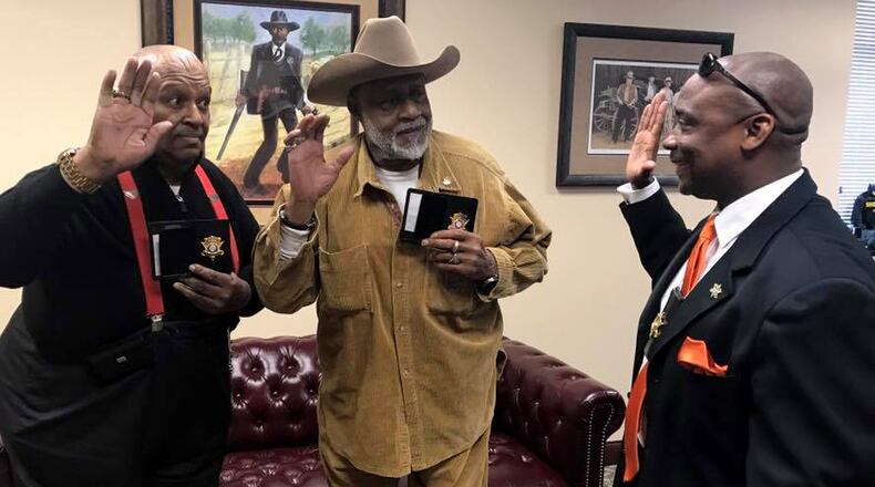 Former wrestlers "Abdullah The Butcher" 
 (left) and "Thunderbolt Patterson" were both sworn in by "THE CRIME FIGHTER" as honorary deputies in 2016.