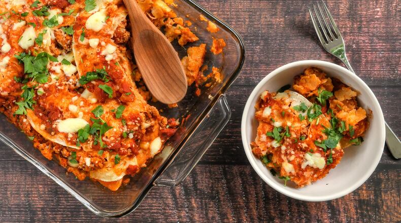 Shortcut Stacked Turkey Enchiladas. Chris Hunt for The AJC