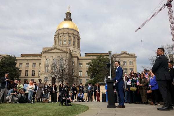 Democratic U.S. Sen. Jon Ossoff, who appeared at the state Capitol in Atlanta this week, wants to limit the Trump administration's ability to continue strikes on Iran. (Jason Getz/AJC)