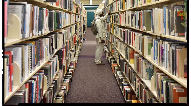 Interior of the Central Library in downtown Atlanta, which while under construction had a window broken over the weekend of protests about police violence.