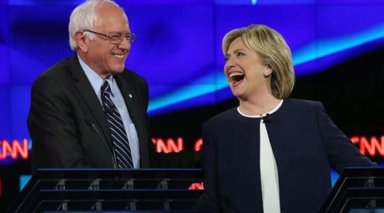 A light-hearted moment between the candidates: Not intended to reflect actual affinity between their voters.
