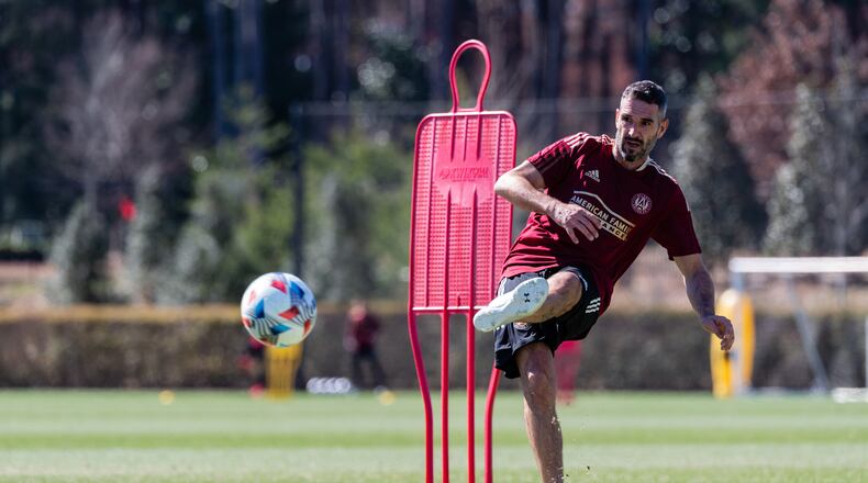 Atlanta United forward Lisandro Lopez trains on Wednesday March 3, 2021. Photo by Jacob Gonzalez/Atlanta United)