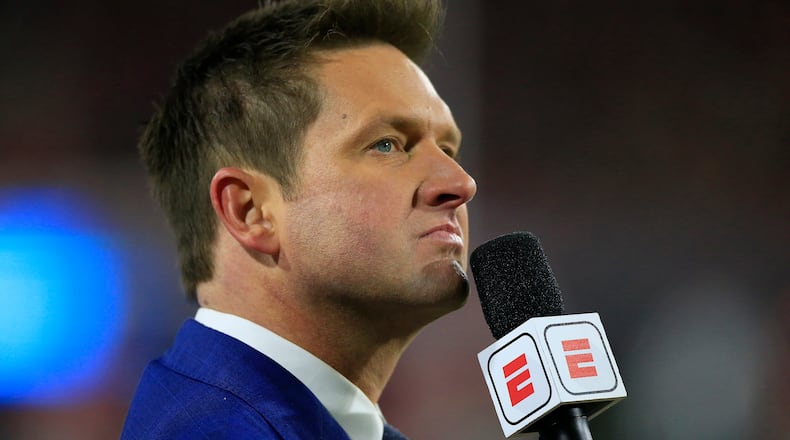 ESPN analyst Todd McShay during the college football game between the Georgia Bulldogs and the Missouri Tigers on Nov. 9, 2019, at Sanford Stadium in Athens.