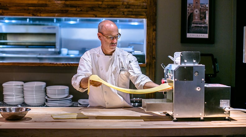 Jamie Adam, the chef and co-owner at il Giallo Osteria & Bar in Sandy Springs, makes fresh pasta.