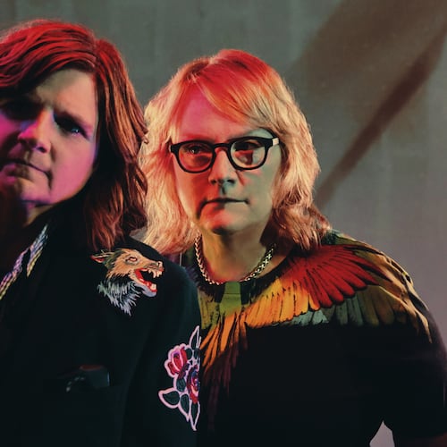 Emily Saliers (right), of the Indigo Girls, pictured next to her bandmate Amy Ray, recently announced on social media that she has incurable medical issues that are impacting her voice. (Courtesy of Jeremy Cowart)