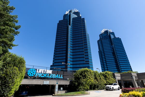 The Life Time Perimeter athletic club on the campus of the King and Queen buildings in Sandy Springs occupies the space that was the longtime home of the Atlanta Athletic Club. (Arvin Temkar/AJC)