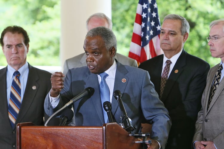 U.S. Rep. David Scott, shown here speaking to the media after a visit to the Veterans Affairs Medical Center in Decatur, was always kind and open to working together on solving big problems, writes guest columnist Tom Price. (Bob Andres/AJC 2013)