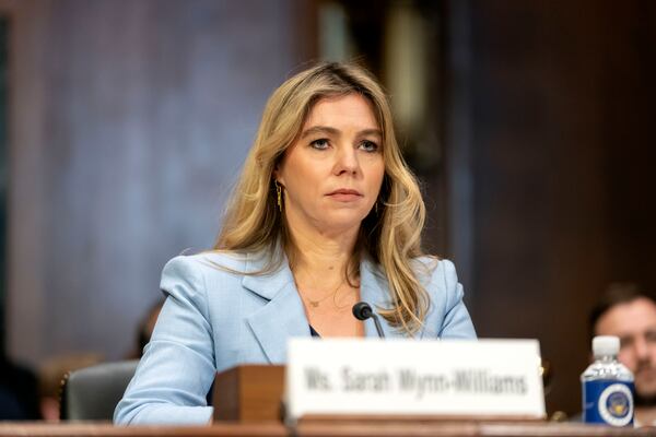 Sarah Wynn-Williams, Facebook's former director of Global Public Policy, testifies before the Senate Judiciary Subcommittee on Crime and Counterterrorism on Capitol Hill, Wednesday, April 9, 2025, in Washington. (AP Photo/Mark Schiefelbein)
