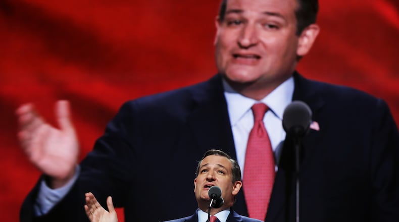 Sen. Ted Cruz, R-Texas, delivers a speech on the third day of the Republican National Convention on Wednesday at the Quicken Loans Arena in Cleveland, Ohio. Chip Somodevilla/Getty Images
