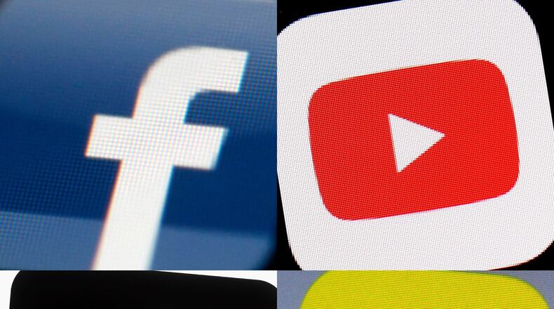 FILE - This combination of 2017-2022 photos shows the logos of Facebook, YouTube, TikTok and Snapchat on mobile devices. On Friday, Jan. 6, 2023, Seattle Public Schools filed a lawsuit in U.S. District Court, suing the tech giants behind TikTok, Instagram, Facebook, YouTube and Snapchat, seeking to hold them accountable for the mental health crisis among youth. (AP Photo, File)