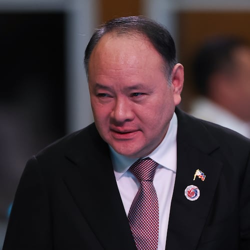 Philippine Defense Minister Gilberto Teodoro attends the ASEAN-Japan Defence Minister Informal Meeting, at the Kuala Lumpur Convention Centre (KLCC) in Kuala Lumpur, Malaysia, Saturday, Nov. 1, 2025. (Fazry Ismail/Pool Photo via AP)