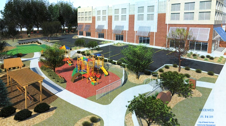 A park and playground, to be built by a developer and donated to Sandy Springs, are in the plans for a 1,000-unit self-storage facility proposed for 120 Northwood Drive. CITY OF SANDY SPRINGS