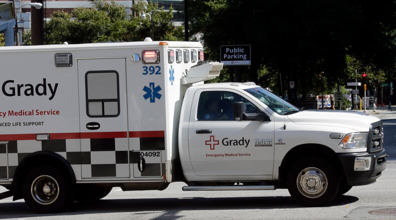A Grady Hospital ambulance in downtown Atlanta. BOB ANDRES /BANDRES@AJC.COM