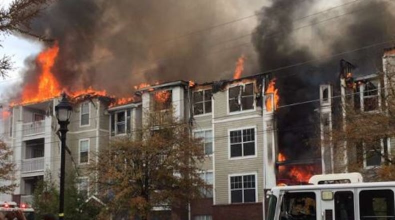 Fire broke out Saturday at apartments on LIndbergh Drive. (Credit: Channel 2 Action News)