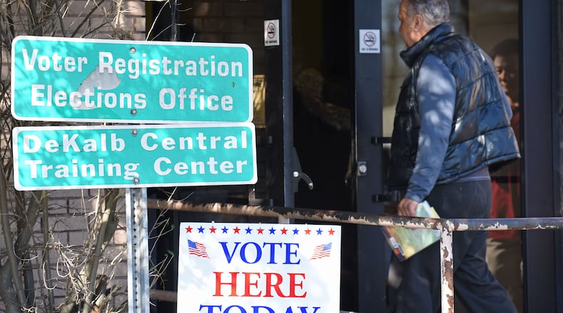 A voter comes in to cast his ballot at an early vote location in DeKalb County Voter Registration & Elections Office on Tuesday, February 16, 2016. There have been 44 statewide Democratic primaries in Georgia since 1996 and 60 for Republicans. Among the former, DeKalb County Democrats have voted for the winner 42 times. Among the latter, Dawson County Republicans went for the winner 55 times. It's clear then: Any presidential candidate who wants to win in Georgia better win in the right place. HYOSUB SHIN / HSHIN@AJC.COM