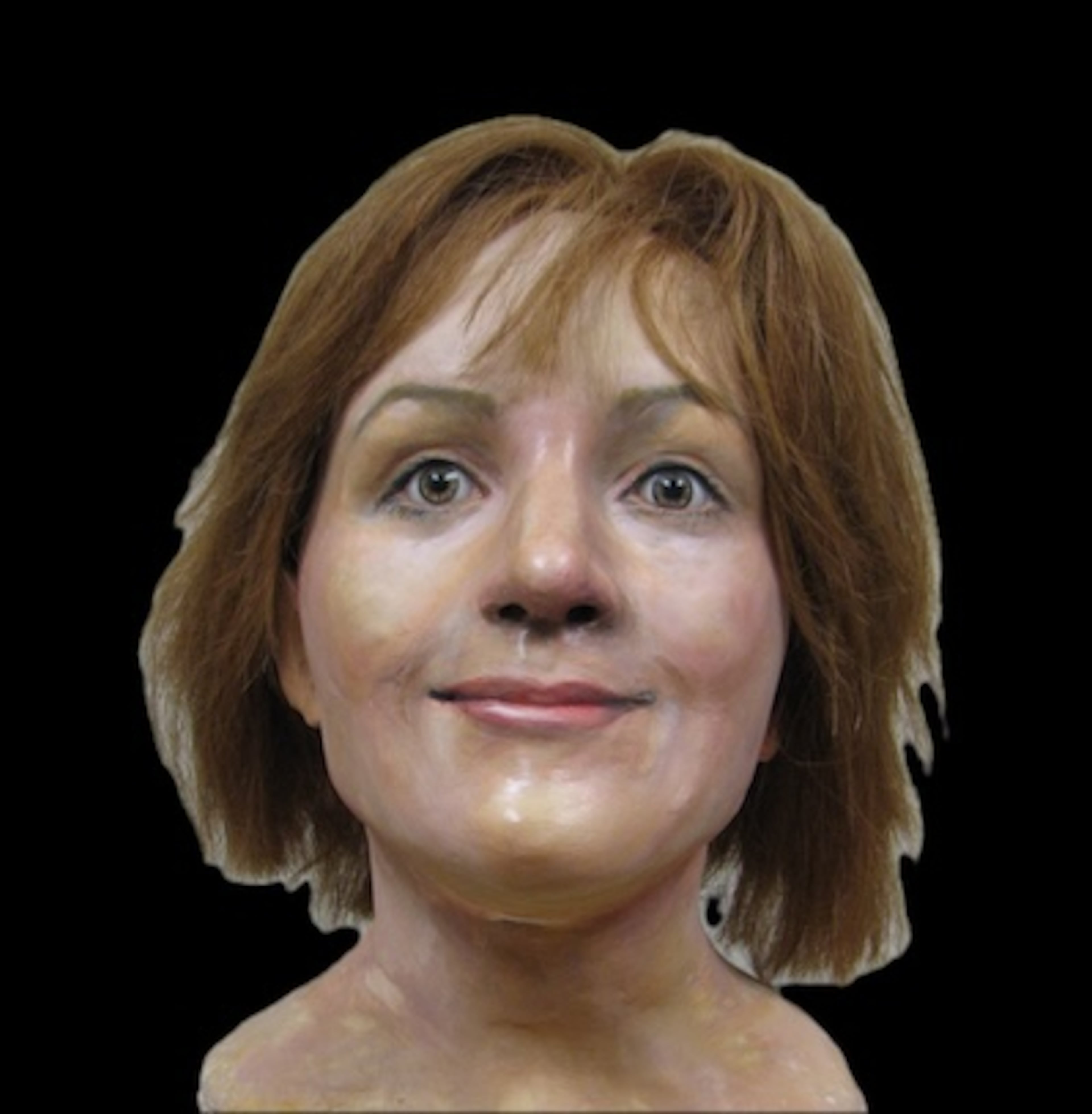 Pictured is a facial reconstruction of what Veronica Jane Miller might have looked like before she died. (Othram Inc.)