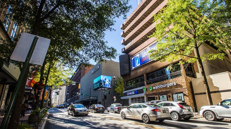 Peachtree Street in downtown Atlanta. (Jenni Girtman for The Atlanta Journal-Constitution)