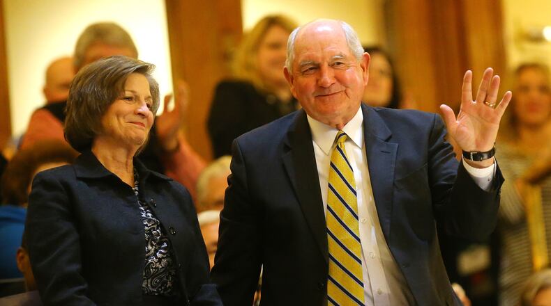 Former Govenor Sonny Perdue and his wife Mary. Curtis Compton / ccompton@ajc.com