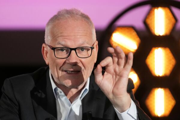 Cannes film festival delegate general Thierry Fremaux attends a press conference to announce the International Cannes film festival line up for the upcoming 78th edition of the Cannes Film Festival, Thursday, April 10, 2025 in Paris. (AP Photo/Michel Euler)