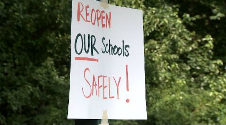 Cobb County parents will hold a protest Saturday at 10 a.m. to call on the school district to offer an in-classroom option for students returning to class on Aug. 17.
