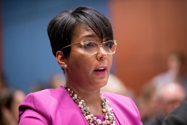 FILE - In this July 17, 2019, file photo, Atlanta Mayor Keisha Lance Bottoms speaks during a Senate Democrats' Special Committee on the Climate Crisis on Capitol Hill in Washington. (AP Photo/Andrew Harnik, File)