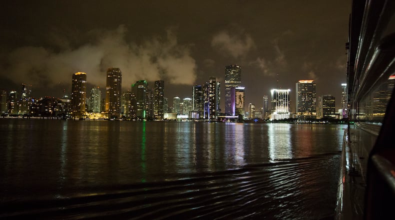 MIAMI, FL - JUNE 09: A view of the Miami skyline from Biscayne Bay at the Versy official launch celebration with Complex Magazine on June 9, 2016 in Miami, United States. (Photo by Shelby Soblick/Getty Images for Complex Magazine)